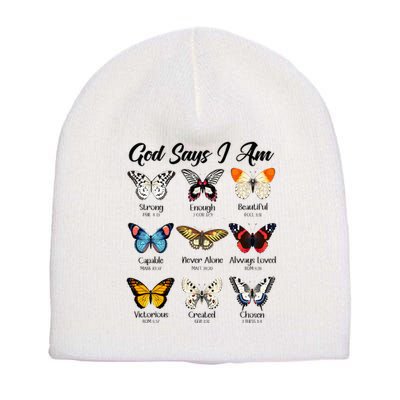 God Says I Am Butterfly Christian Jesus Lover Religious Short Acrylic Beanie