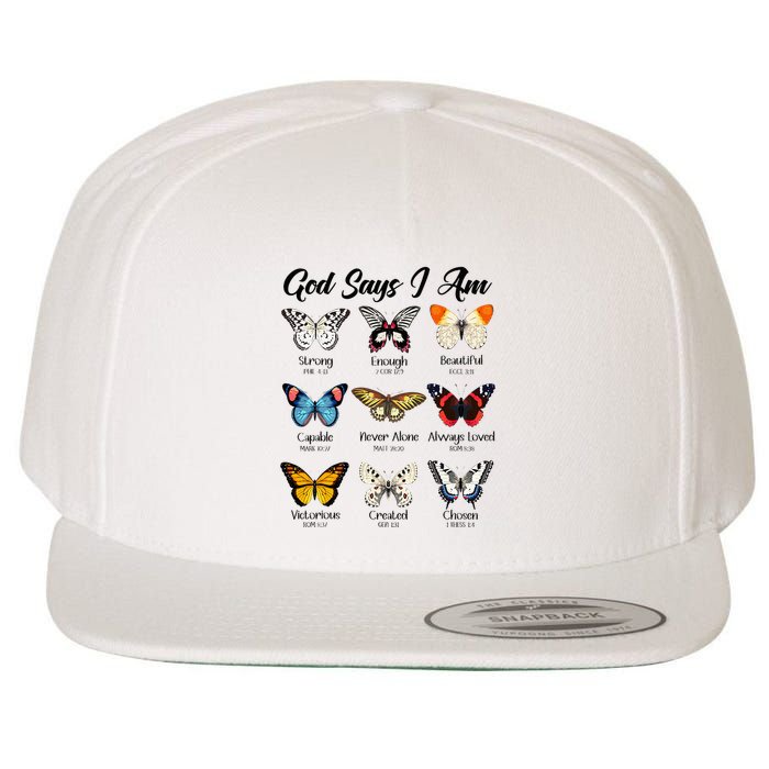 God Says I Am Butterfly Christian Jesus Lover Religious Wool Snapback Cap