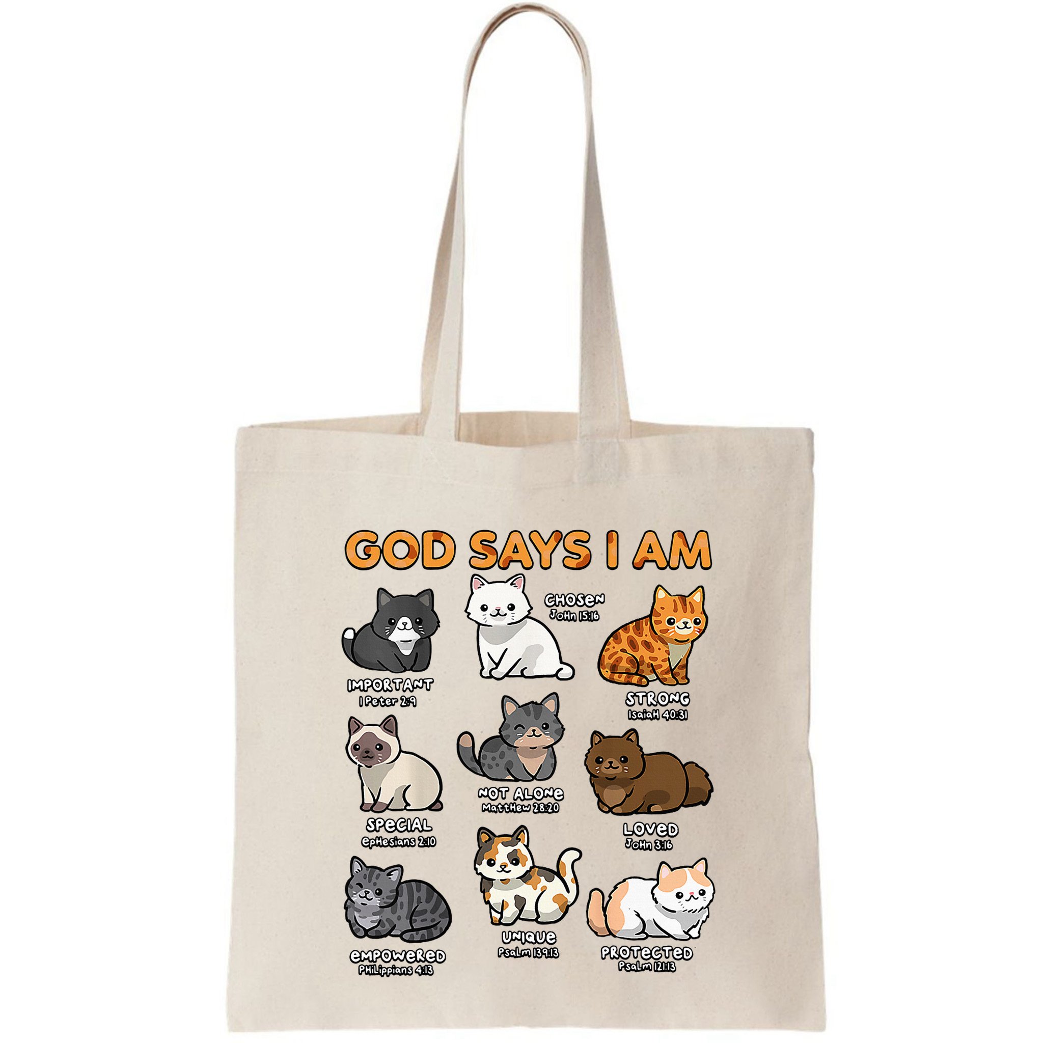 God Says I Am Cat Cute Cats Lover Bible Verse Christian Bag