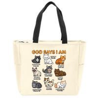God Says I Am Cat Cute Cats Lover Bible Verse Christian Zip Tote Bag