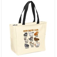 God Says I Am Cat Cute Cats Lover Bible Verse Christian Zip Tote Bag