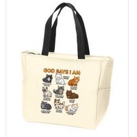 God Says I Am Cat Cute Cats Lover Bible Verse Christian Zip Tote Bag