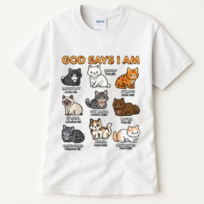 God Says I Am Cat Cute Cats Lover Bible Verse Christian Tall T-Shirt