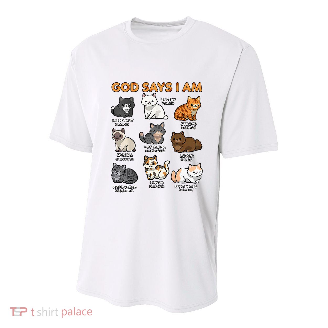 God Says I Am Cat Cute Cats Lover Bible Verse Christian Youth Performance Sprint T-Shirt