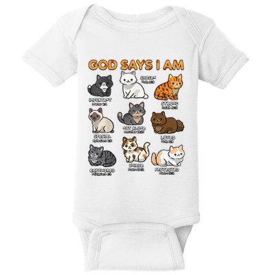God Says I Am Cat Cute Cats Lover Bible Verse Christian Baby Bodysuit