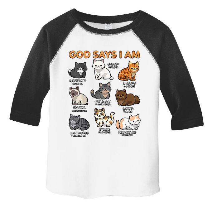 God Says I Am Cat Cute Cats Lover Bible Verse Christian Toddler Fine Jersey T-Shirt