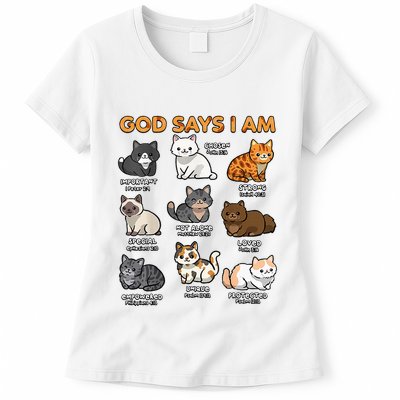 God Says I Am Cat Cute Cats Lover Bible Verse Christian Womens T-Shirt
