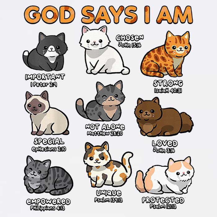 God Says I Am Cat Cute Cats Lover Bible Verse Christian Womens T-Shirt