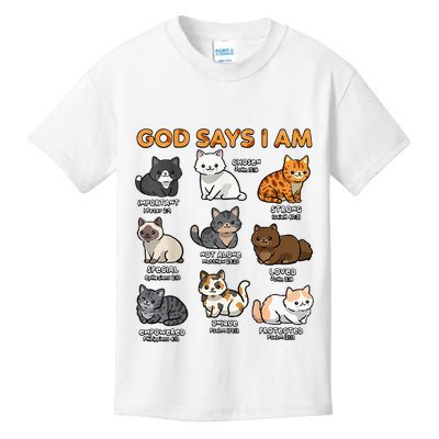 God Says I Am Cat Cute Cats Lover Bible Verse Christian Kids T-Shirt