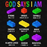 God Says I Am Building Brick Builder Block Christian Ladies PosiCharge Tri-Blend Wicking Tank