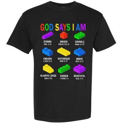 God Says I Am Building Brick Builder Block Christian Garment-Dyed Heavyweight T-Shirt