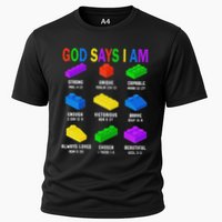 God Says I Am Building Brick Builder Block Christian Performance Shirt