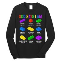 God Says I Am Building Brick Builder Block Christian Long Sleeve Shirt