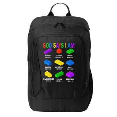 God Says I Am Building Brick Builder Block Christian City Backpack