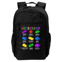 God Says I Am Building Brick Builder Block Christian Backpack
