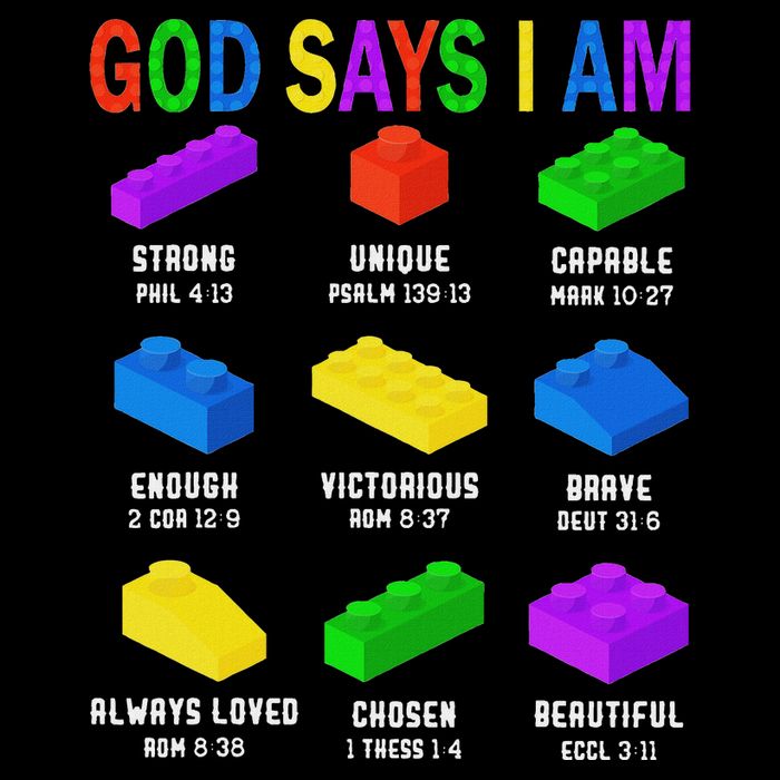 God Says I Am Building Brick Builder Block Christian Backpack