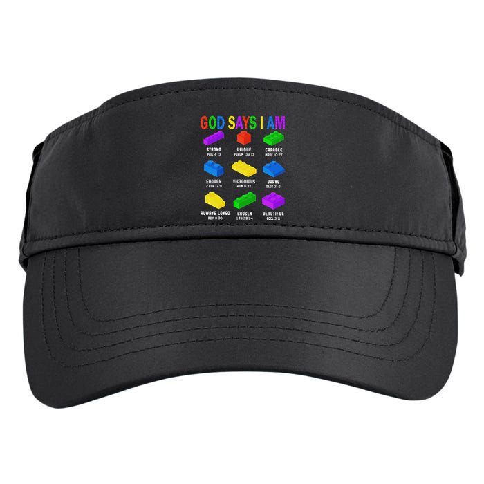 God Says I Am Building Brick Builder Block Christian Adult Drive Performance Visor