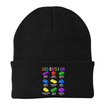 God Says I Am Building Brick Builder Block Christian Beanie