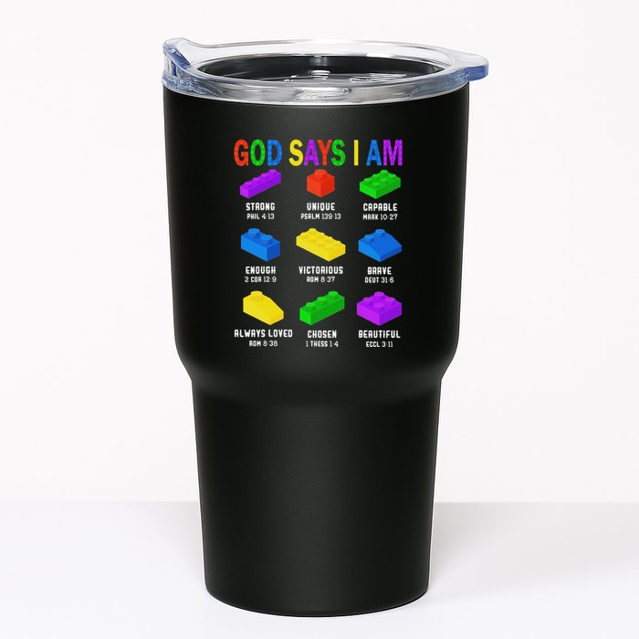 God Says I Am Building Brick Builder Block Christian Tumbler