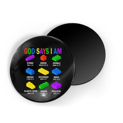 God Says I Am Building Brick Builder Block Christian Magnet