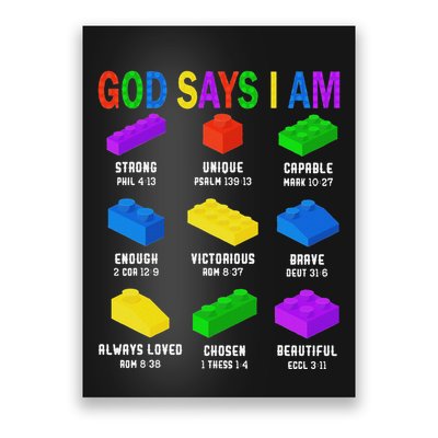 God Says I Am Building Brick Builder Block Christian Poster