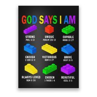 God Says I Am Building Brick Builder Block Christian Poster