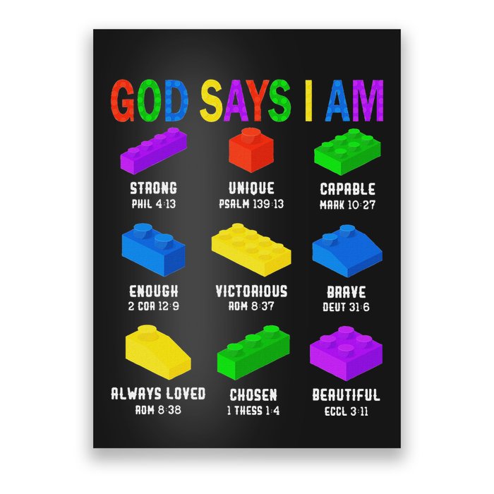 God Says I Am Building Brick Builder Block Christian Poster