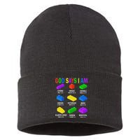 God Says I Am Building Brick Builder Block Christian Sustainable Knit Beanie