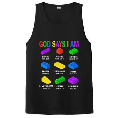 God Says I Am Building Brick Builder Block Christian PosiCharge Competitor Tank