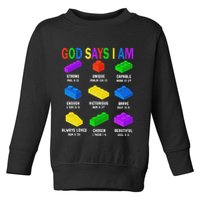 God Says I Am Building Brick Builder Block Christian Toddler Sweatshirt