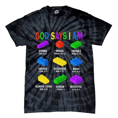 God Says I Am Building Brick Builder Block Christian Tie-Dye T-Shirt