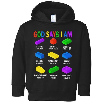 God Says I Am Building Brick Builder Block Christian Toddler Hoodie