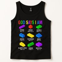 God Says I Am Building Brick Builder Block Christian Tank Top
