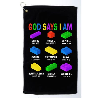 God Says I Am Building Brick Builder Block Christian Golf Towel