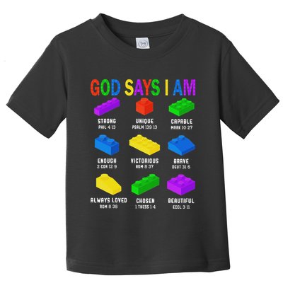 God Says I Am Building Brick Builder Block Christian Toddler T-Shirt