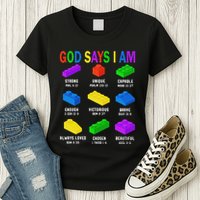 God Says I Am Building Brick Builder Block Christian Womens T-Shirt