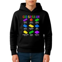 God Says I Am Building Brick Builder Block Christian Kids Hoodie