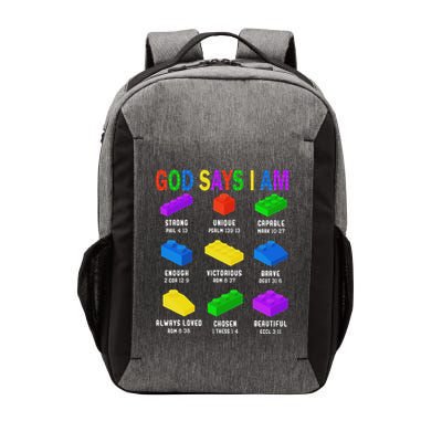 God Says I Am Building Brick Builder Block Christian Vector Backpack