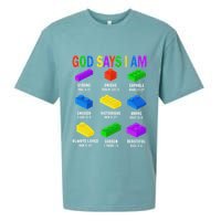 God Says I Am Building Brick Builder Block Christian Sueded Cloud Jersey T-Shirt