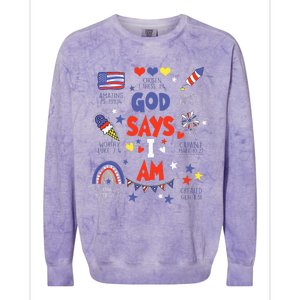 God Says I Am July 4th Christian Bible Verse Colorblast Crewneck Sweatshirt