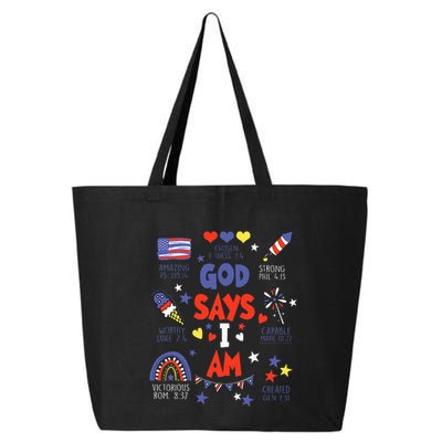 God Says I Am July 4th Christian Bible Verse 25L Jumbo Tote