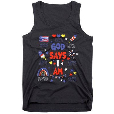 God Says I Am July 4th Christian Bible Verse Tank Top