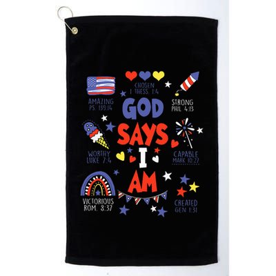 God Says I Am July 4th Christian Bible Verse Golf Towel