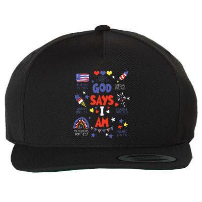God Says I Am July 4th Christian Bible Verse Wool Snapback Cap