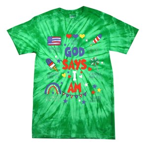 God Says I Am July 4th Christian Bible Verse Tie-Dye T-Shirt