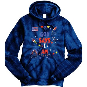 God Says I Am July 4th Christian Bible Verse Tie Dye Hoodie