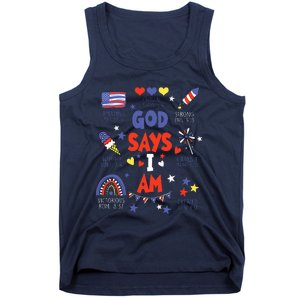 God Says I Am July 4th Christian Bible Verse Tank Top