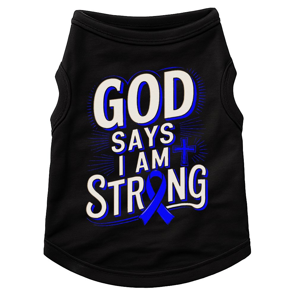 God Says IM Strong Survivor Juvenile Arthritis Awareness Doggie Tank