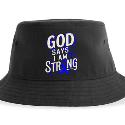 God Says IM Strong Survivor Juvenile Arthritis Awareness Sustainable Bucket Hat