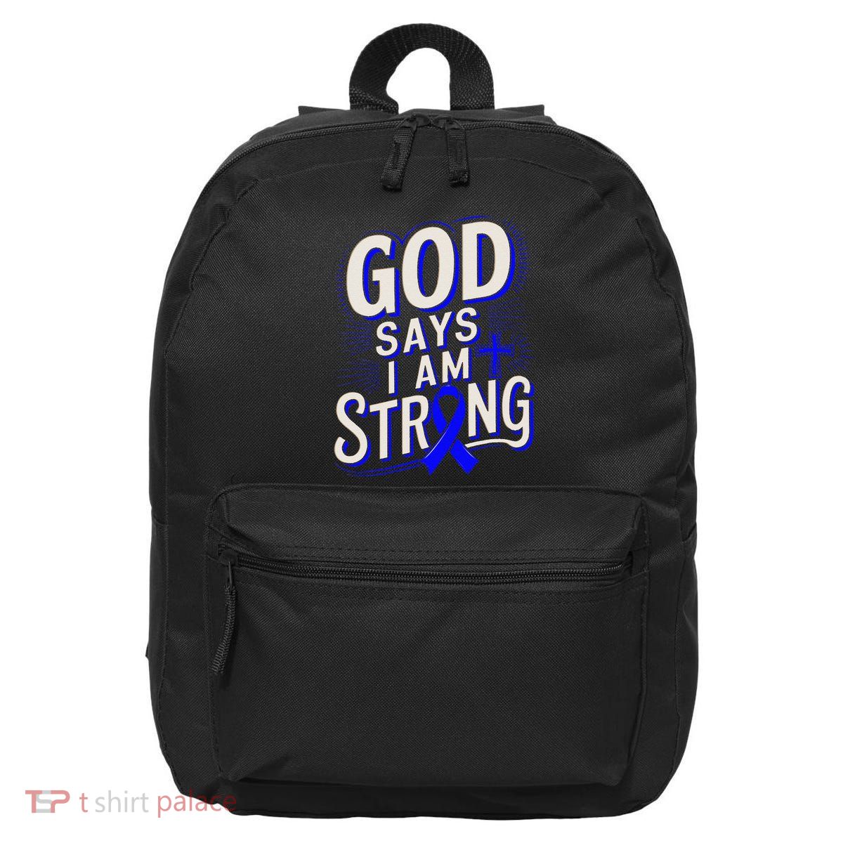 God Says IM Strong Survivor Juvenile Arthritis Awareness 16 in Basic Backpack